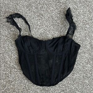 Garage Black Crop Top with Sweetheart Neckline